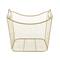 20" Gold Metal Storage Basket with Curved Sides & Ring Handles